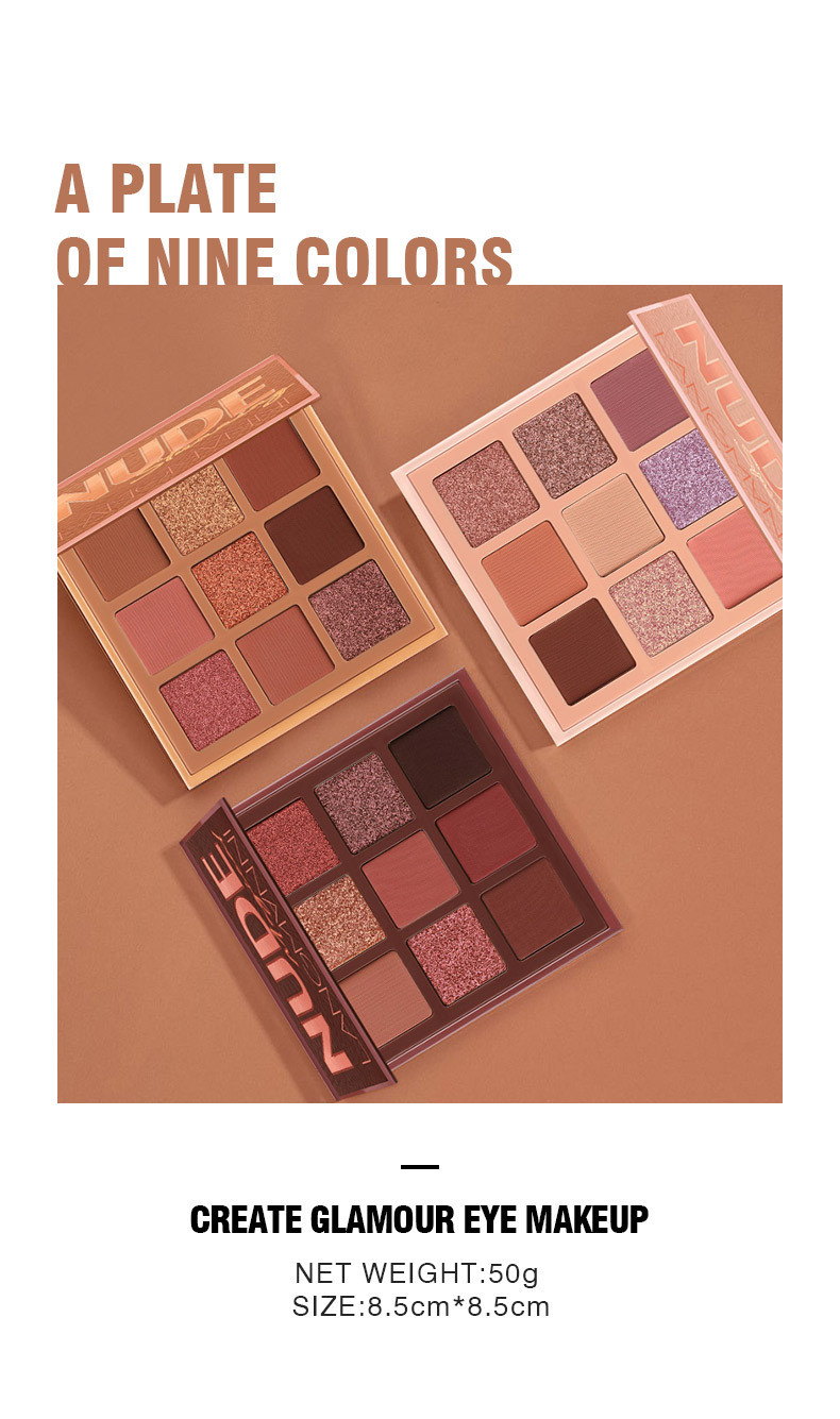 9 Colors Nude Eyeshadow Kit Matte Glitter Eyeshadow Palette Makeup Diamond Glitter Metallic Shiny Nude Eye Pigment Cosmetics