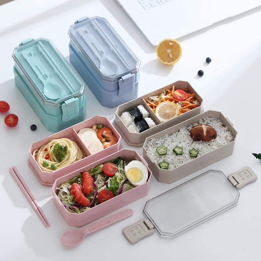 两个可堆叠的防漏便当盒午餐容器 2 层午餐盒儿童和成人 - buy bento