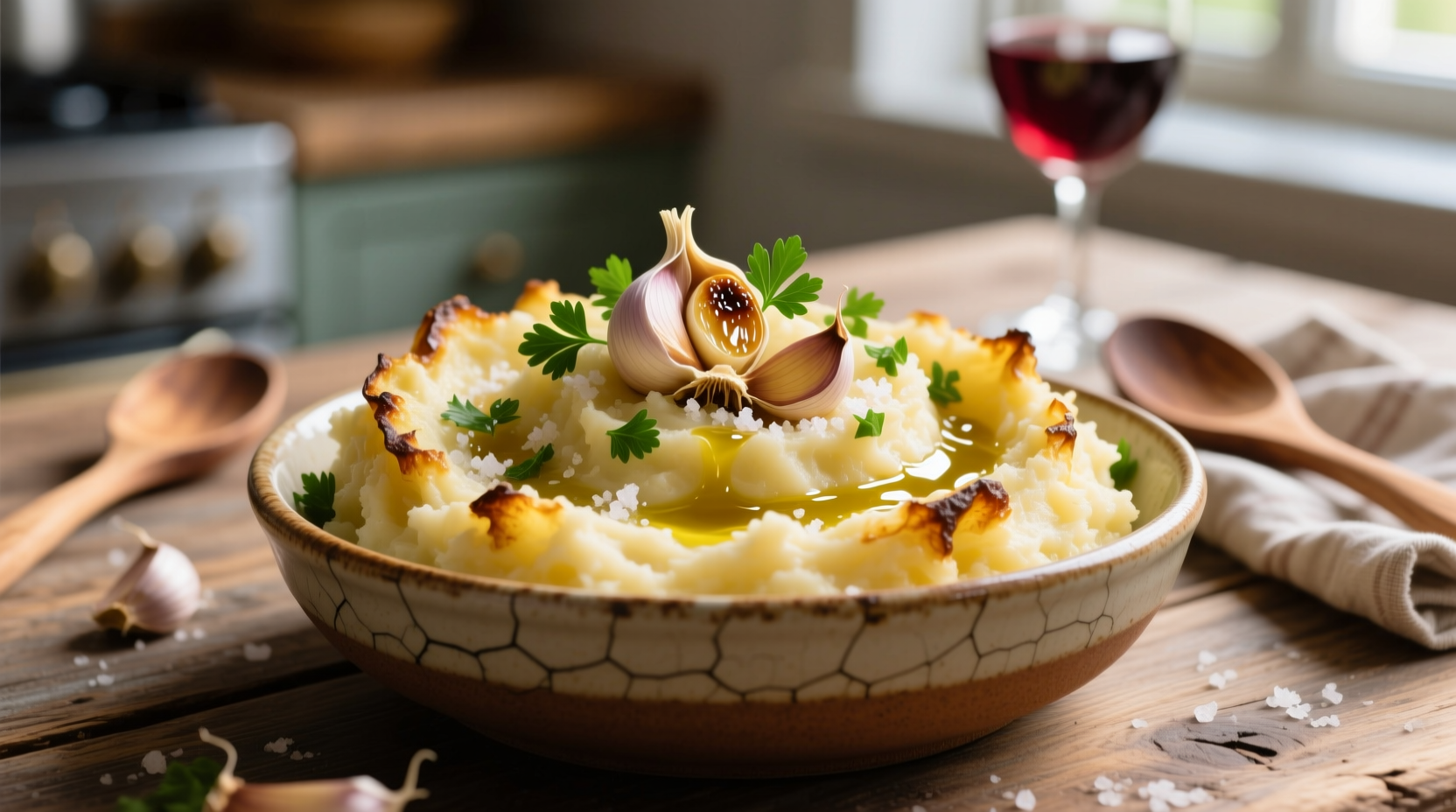 roasted garlic smashed potatoes