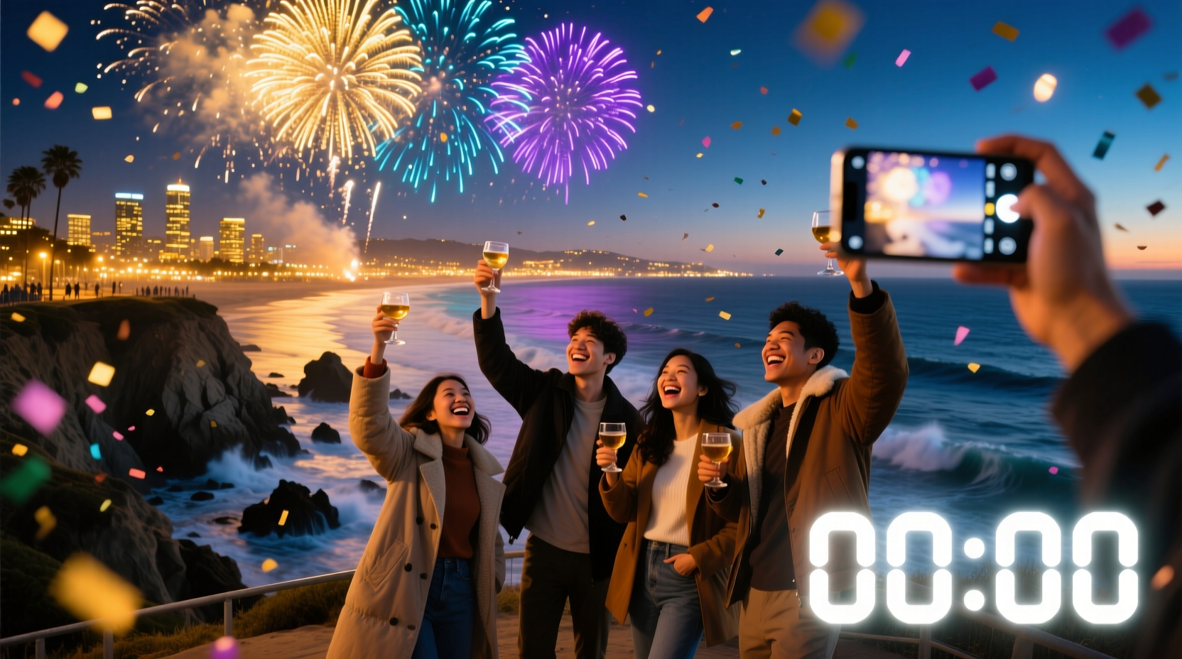 New Year in California: Midnight on December 31