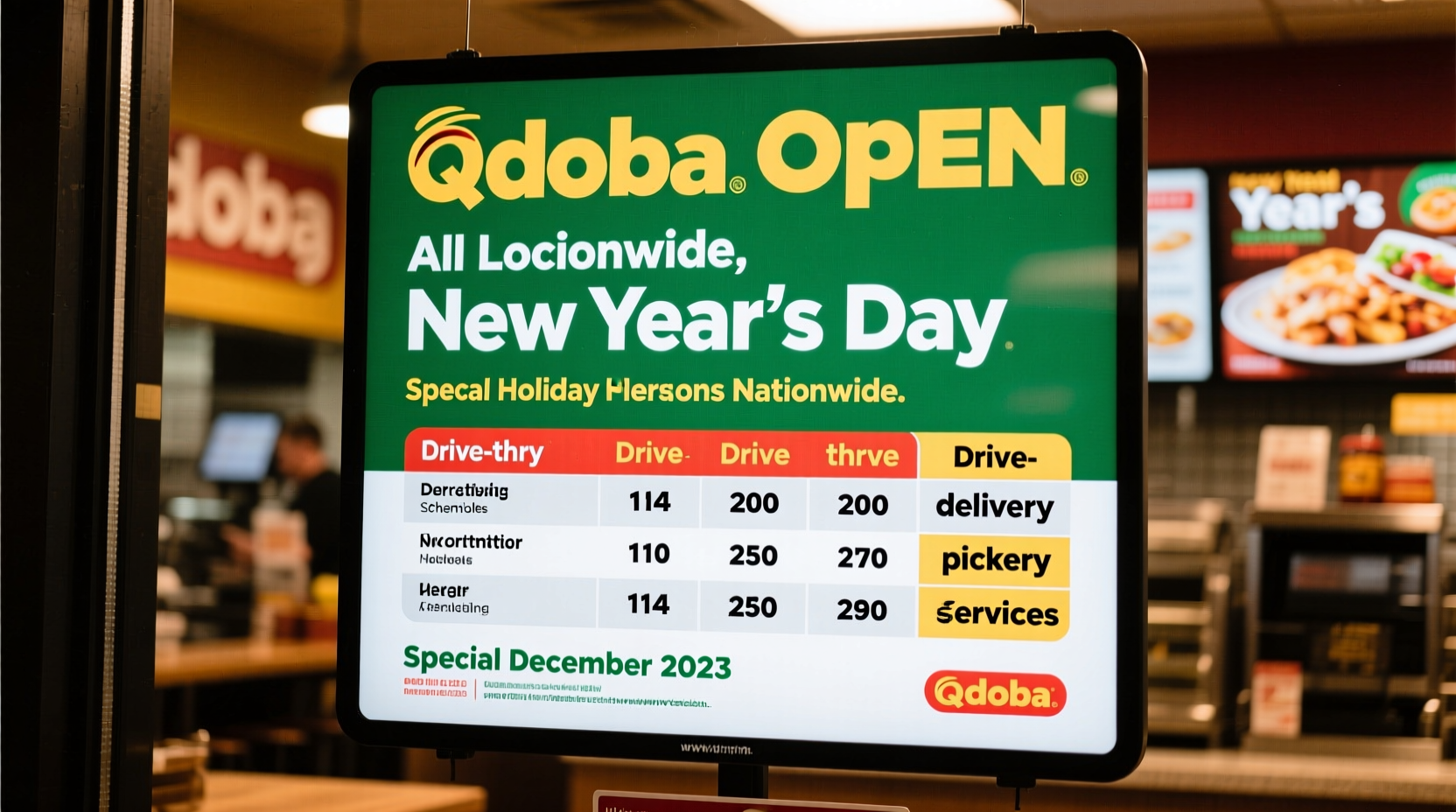 is qdoba open on new years day