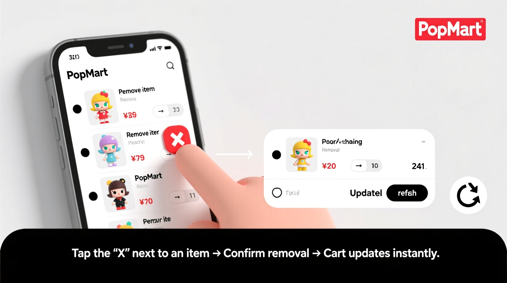 how to remove items from popmart cart