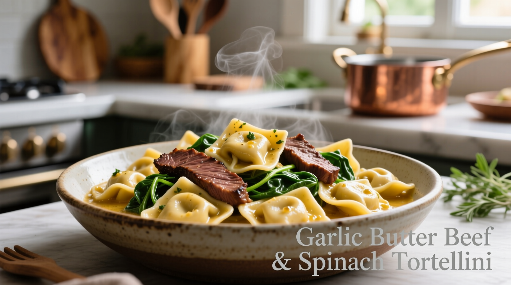 Garlic Butter Beef and Spinach Tortellini Recipe in 30 Minutes