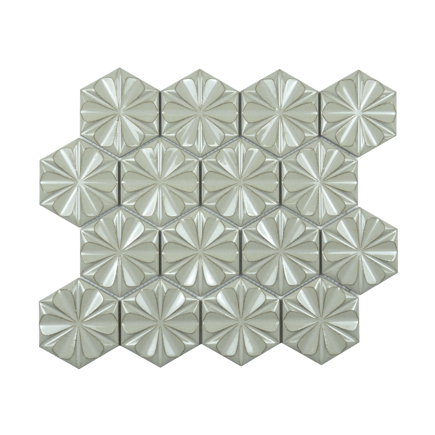 Grey Fambe Hexagonal Mould Wall Decoration Ceramic Mosaics Ceramic Wall Tiles