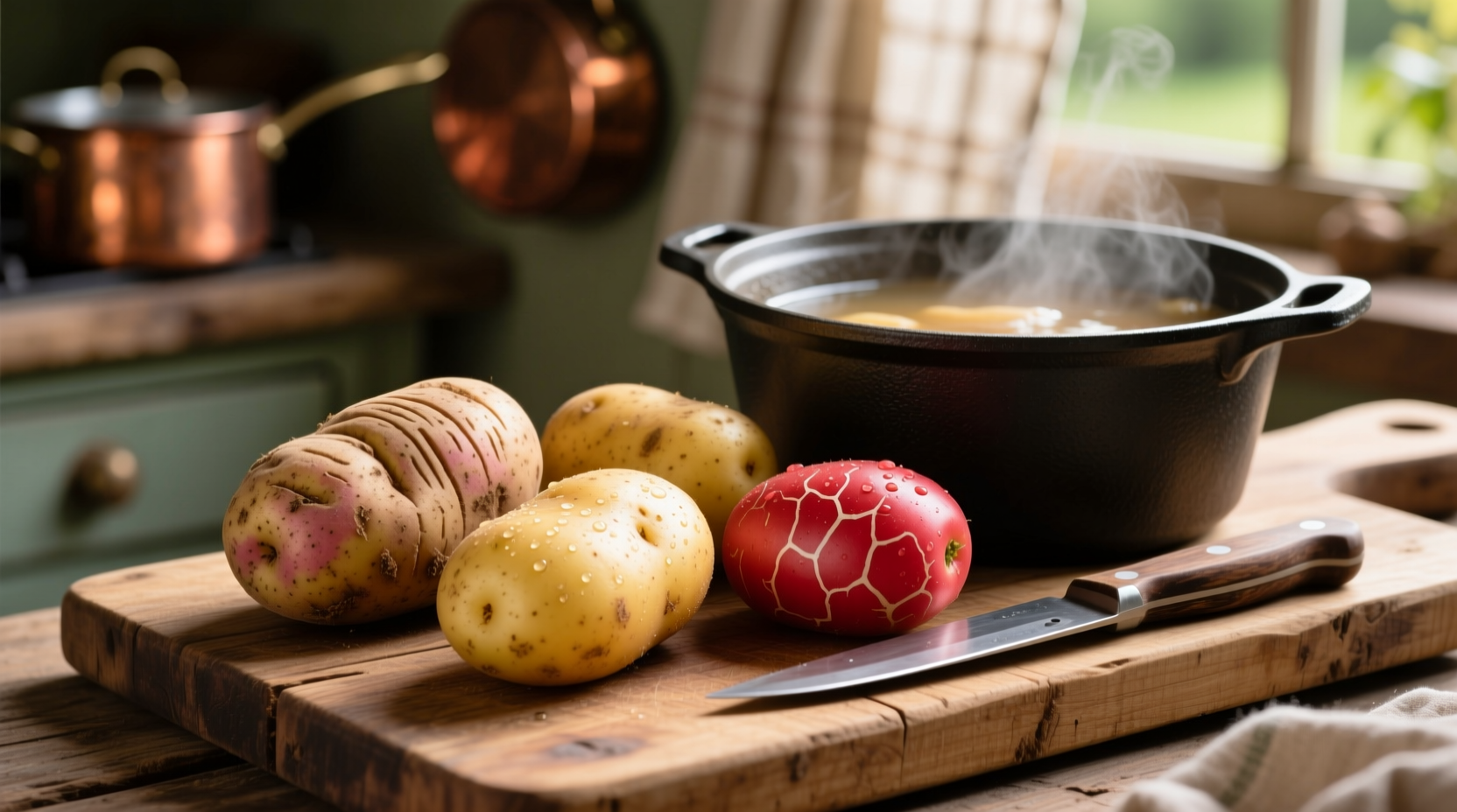 Russet, Yukon Gold, and red potatoes for soup comparison