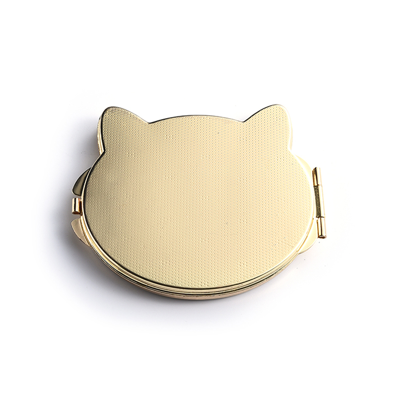 便携式迷你可爱猫头形状双面金属折叠紧凑定制口袋镜子 - buy pocket