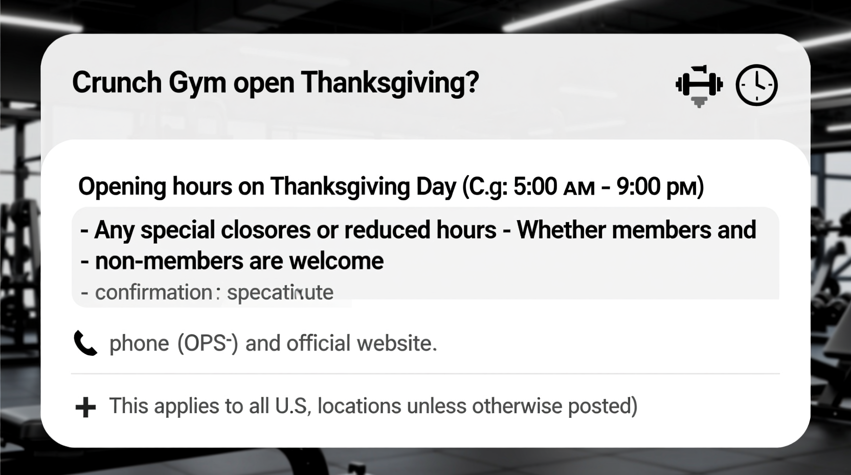 is crunch gym open on thanksgiving