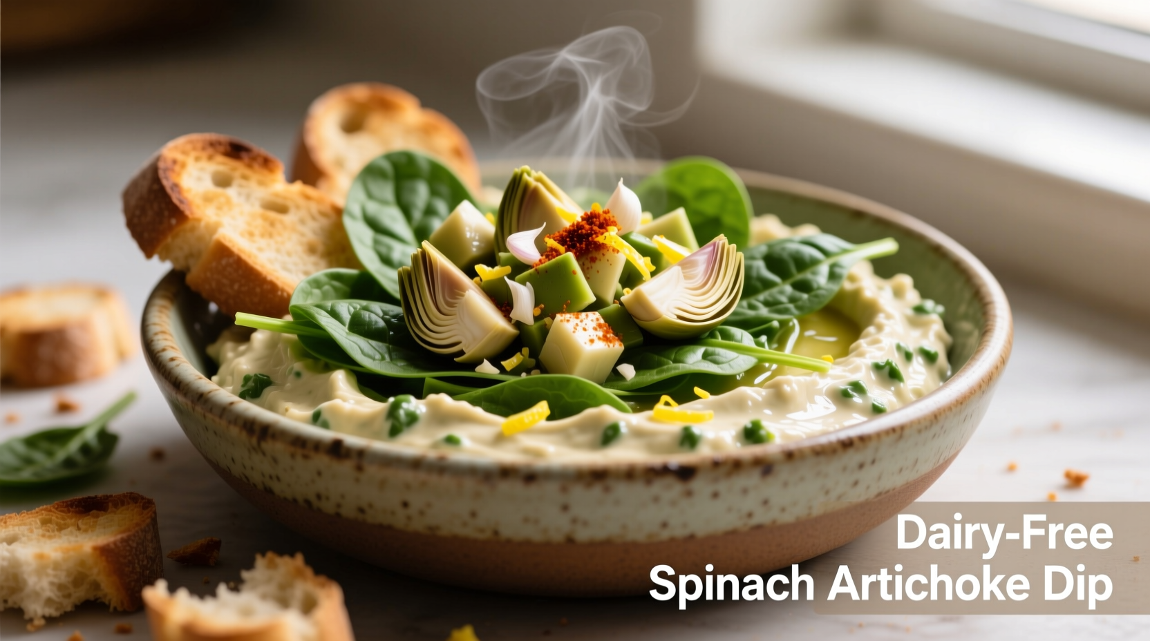 Creamy Dairy-Free Spinach Artichoke Dip Recipe (No Cheese)