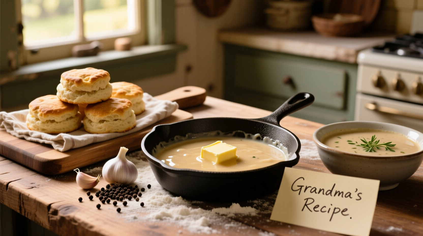 Fresh ingredients for homemade biscuits and gravy