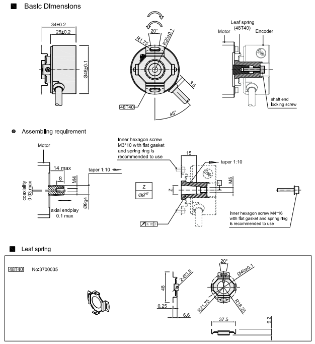 2500 Pulse 4 Poles KZ48 Rotary Encoder Tapered Shaft A-ZKD-12-250BM/2P-G05L-C DC Servo Motor Inverter Motors