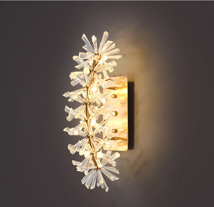 New design art square crystal goldene wall lamp  wandleuchte for living room bedroom