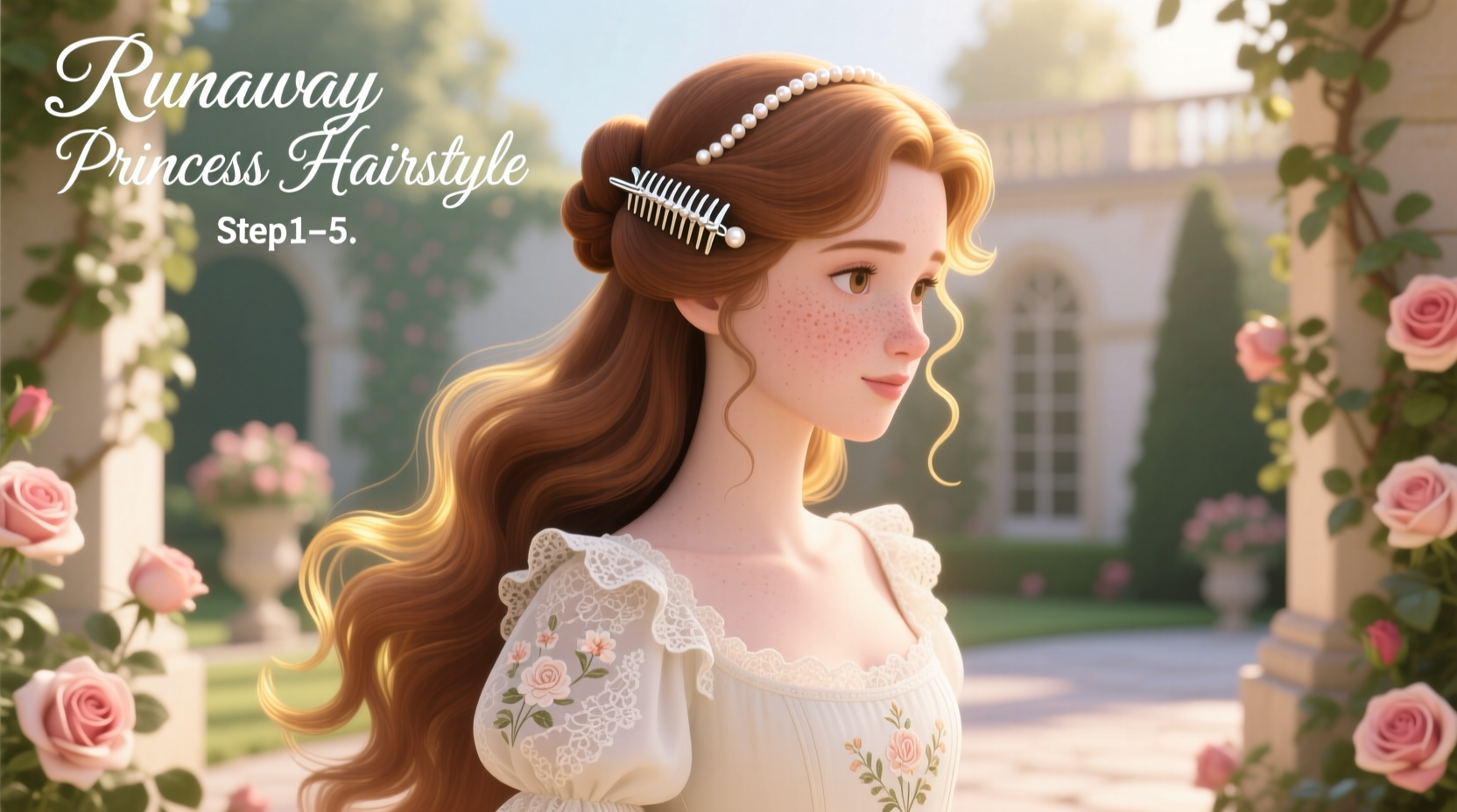 step by step guide to styling a runaway princess hairstyle using a claw clip