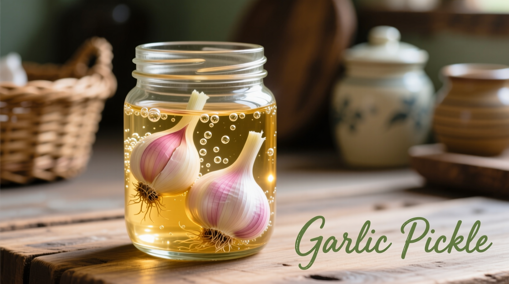 Fresh garlic cloves in mason jar with vinegar brine