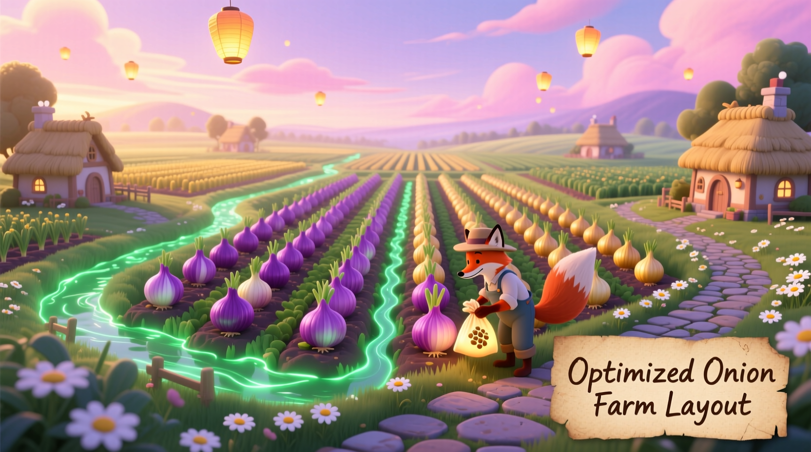 Optimized onion farm layout in Dreamlight Valley