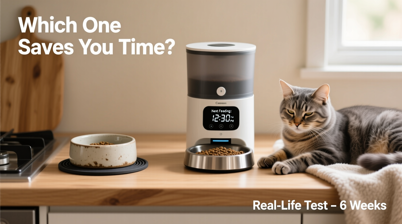 pet bowl with mat vs automatic feeder which one is actually worth the money for my lazy cat