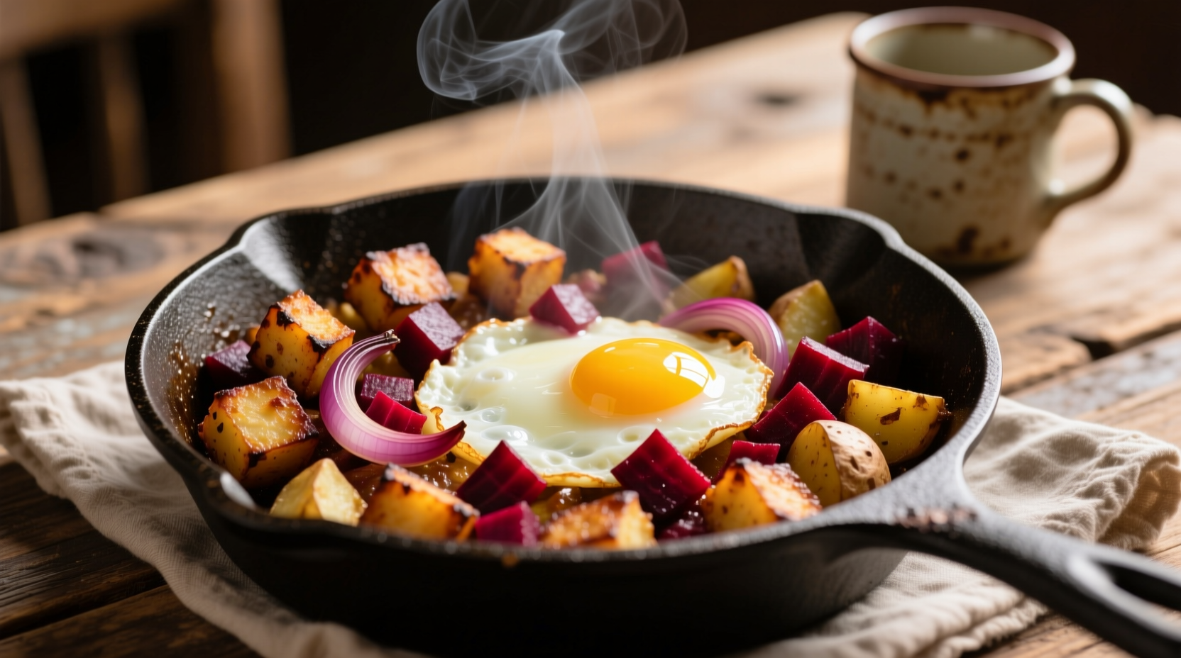 beet hash eggs