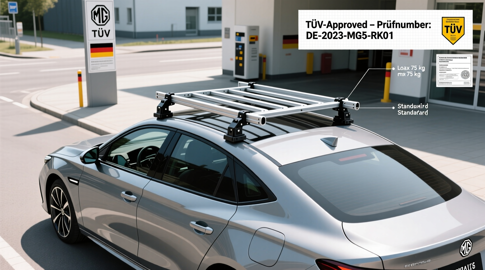 mg5 roof rack germany tuv