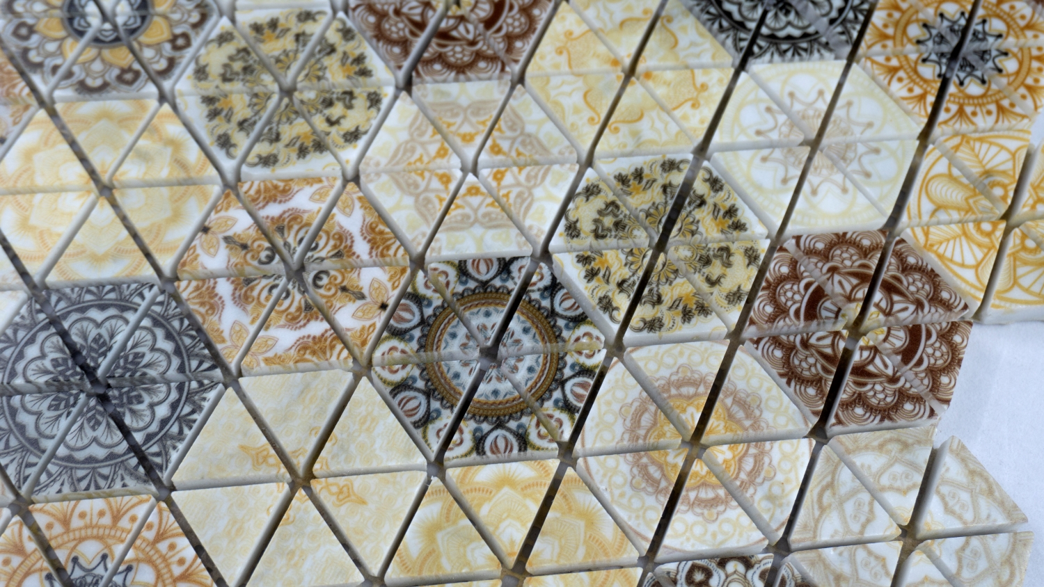 Yellow Artificial Hexagonal Stone Mosaic Marble Mosaics Stone Wall Mosaic Inkjet Printing
