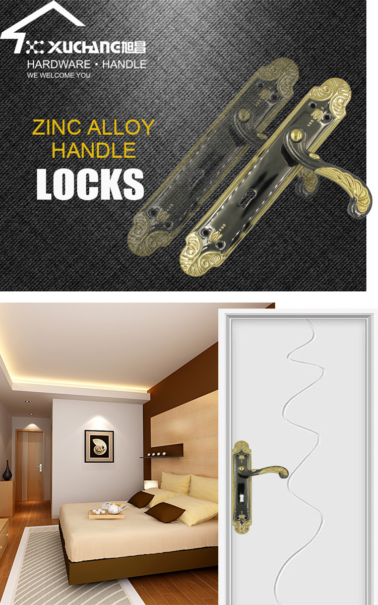 Popular design luxury door  locks interior door handle iron panel aluminum handle door locks