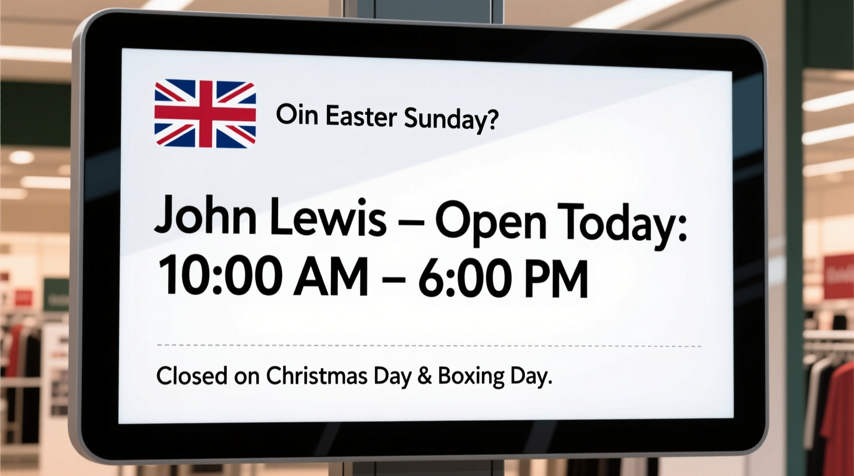 is john lewis open on easter sunday