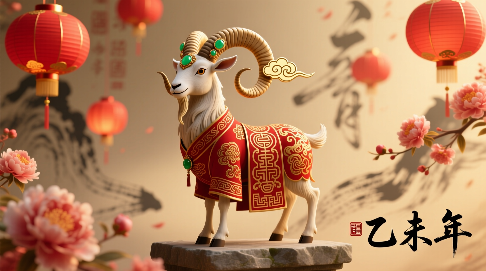 The Goat: 2015 Chinese New Year Animal, image size:1664x928