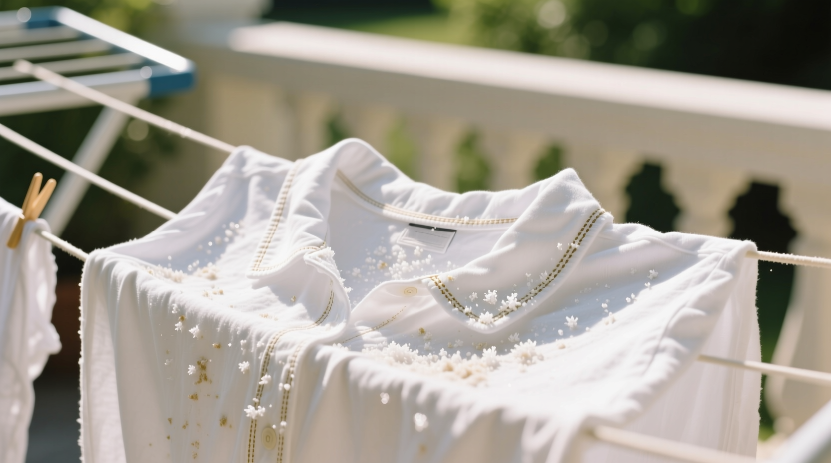 causes white residue washed clothes