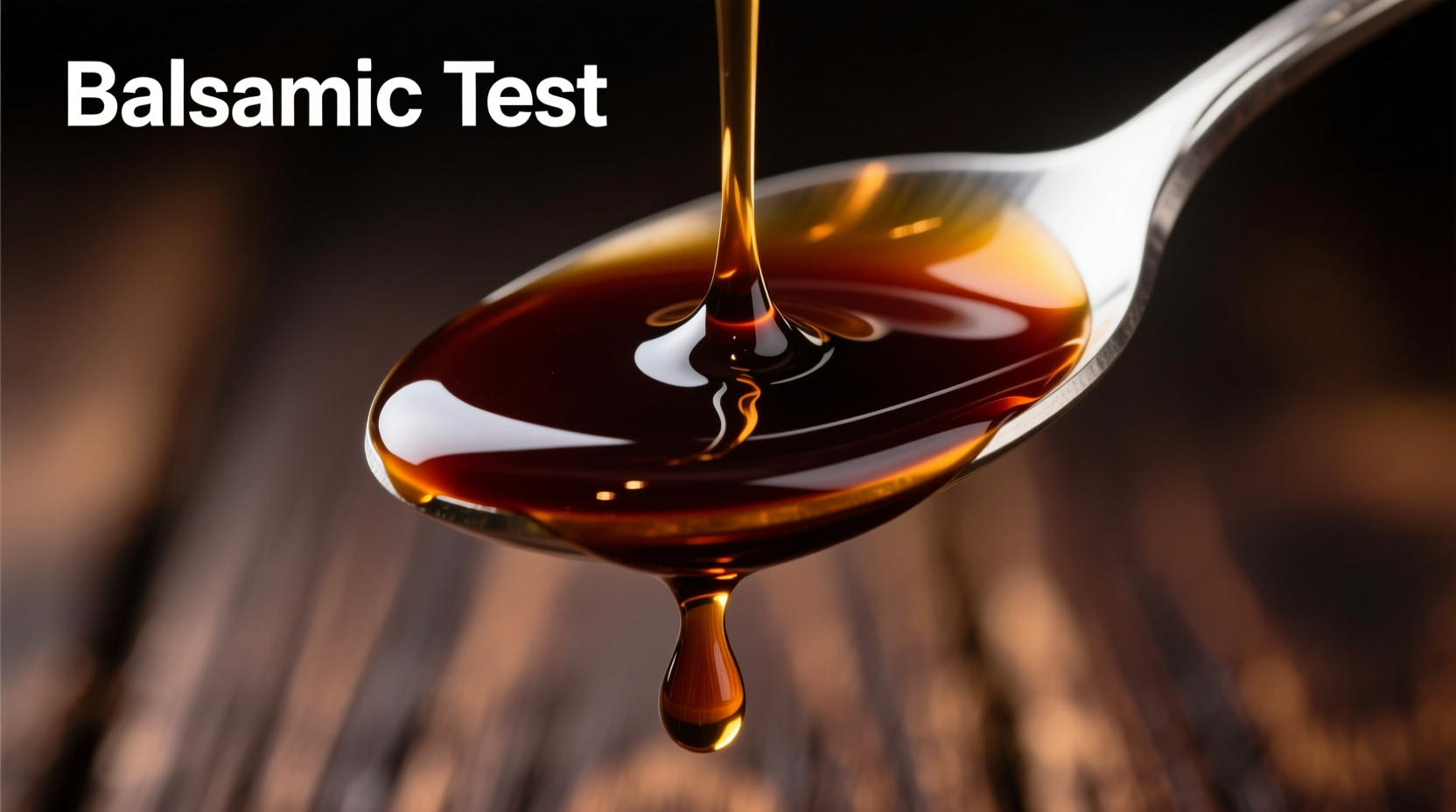 Testing balsamic glaze thickness on spoon