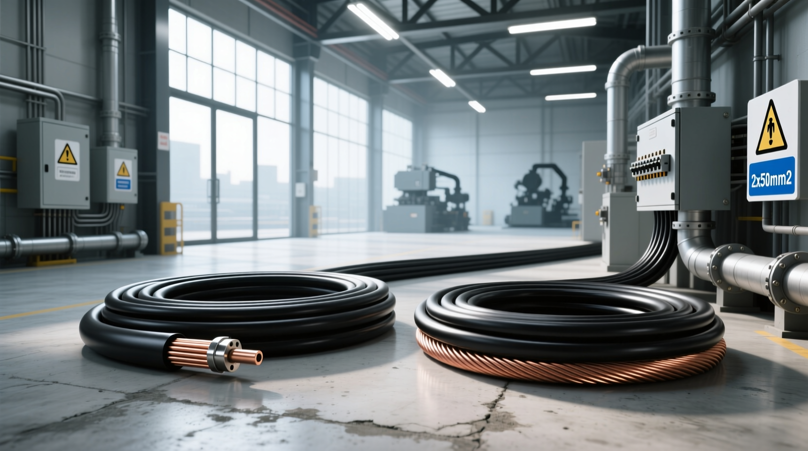 2x50mm² cable guide copper vs aluminum, when it matters