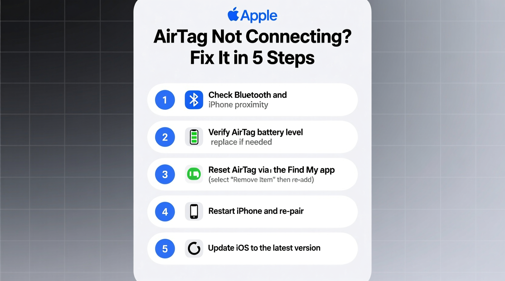 airtag not connecting troubleshooting reset guide
