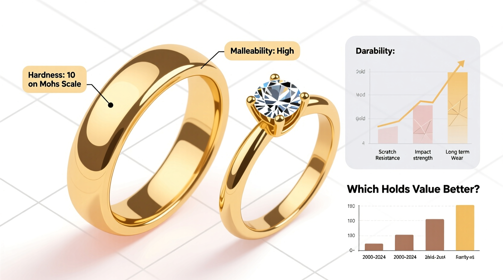 gold ring vs gemstone ring which is more durable and which holds its value better