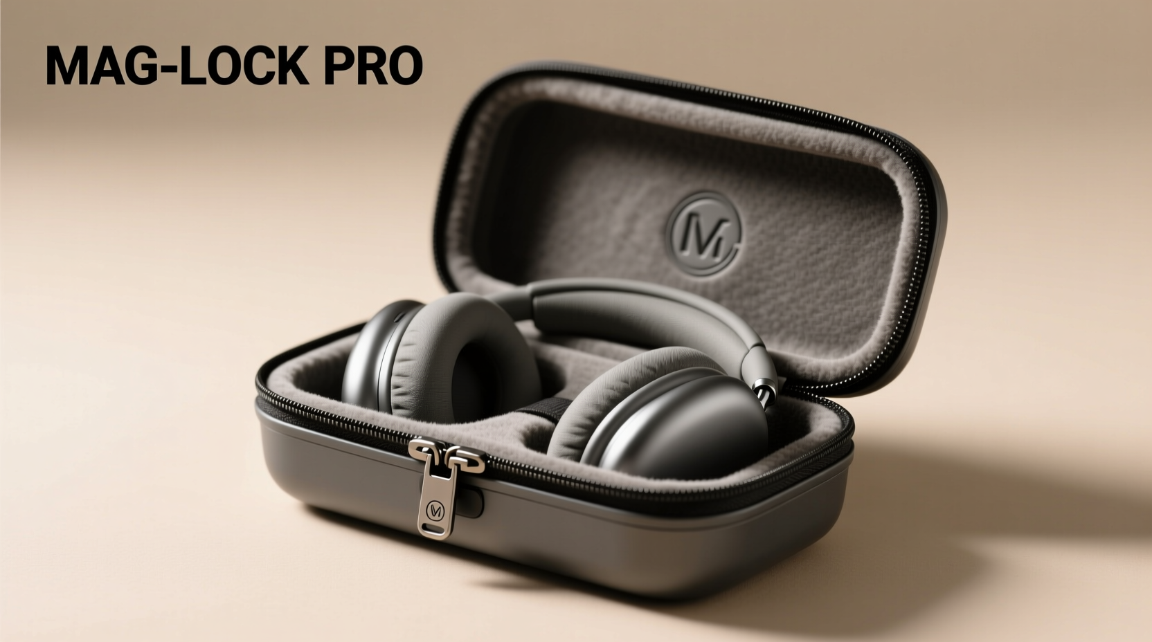 headphone travel case magnetic lock no zipper