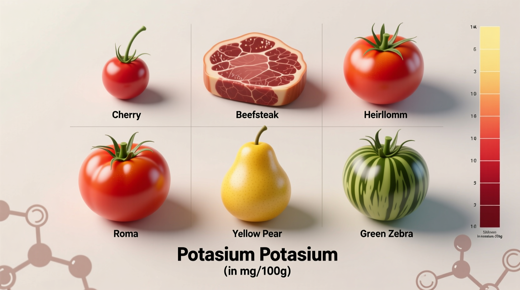 Tomato varieties showing potassium content differences