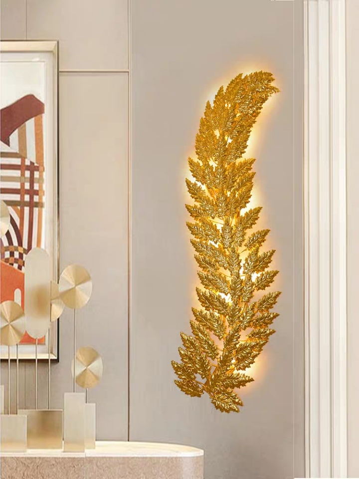 modern decorative LED indoor brass gold aluminum leaf wall sconce wall lamp