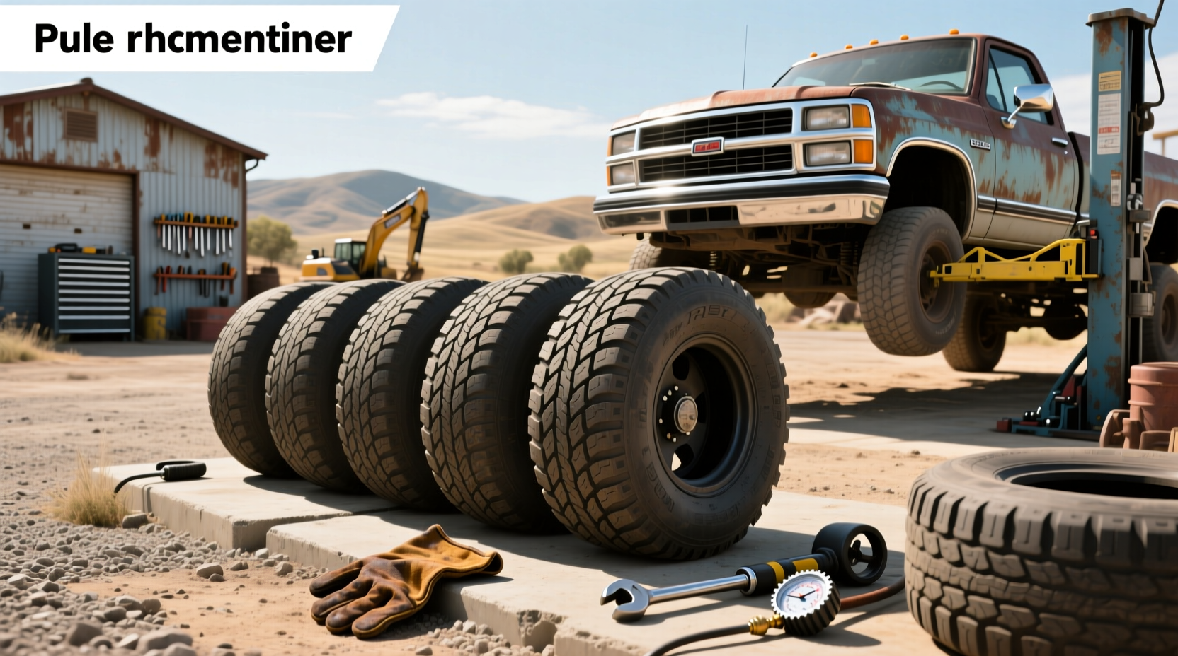 10 ply pickup truck tires mounted on a rugged off-road vehicle