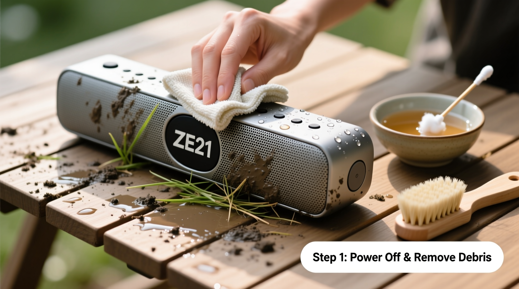 step by step guide to deep cleaning your ze21 bluetooth speaker after outdoor adventures