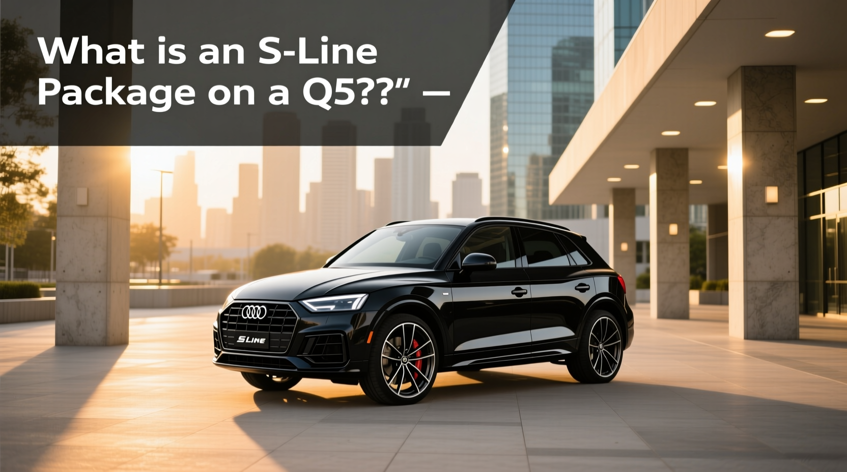 Audi Q5 S line Premium interior showing flat-bottom steering wheel and sport seats