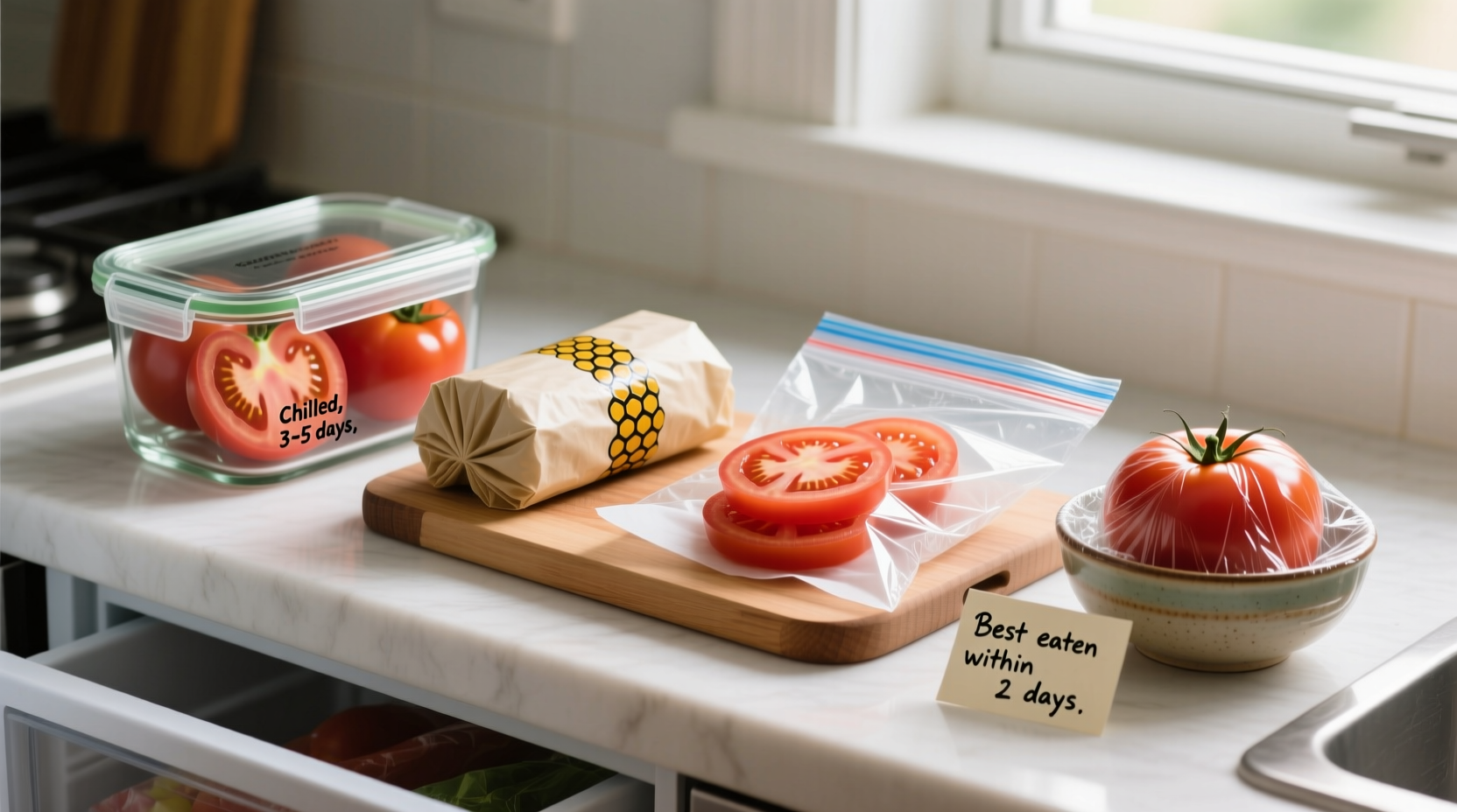 how to store cut tomatoes