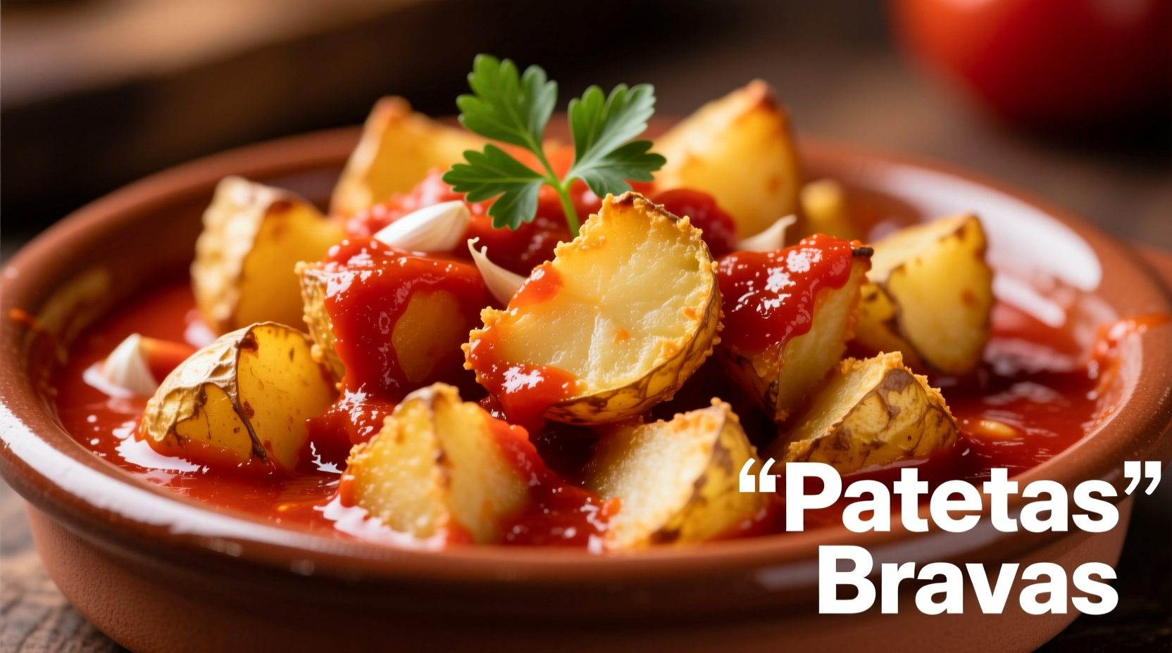 Crispy patatas bravas with vibrant red sauce