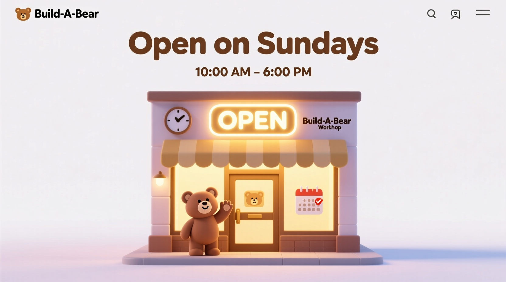 is build a bear open on sundays