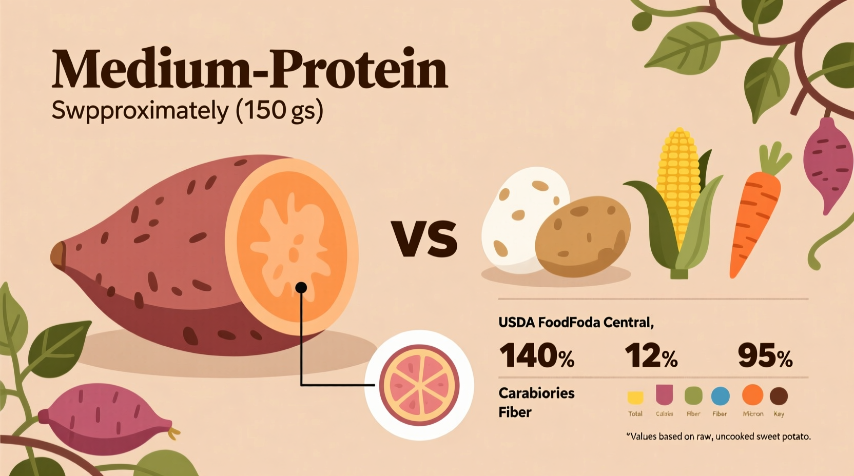 Protein in Sweet Potato: 2g per Medium Serving (USDA Data)