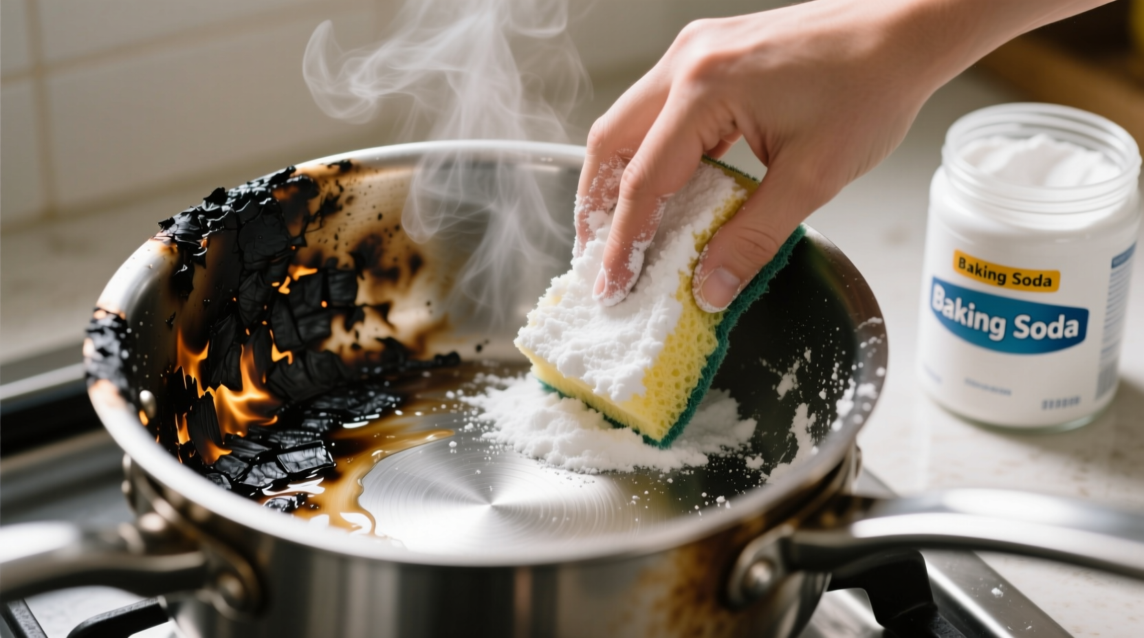 baking soda for cleaning burnt pots