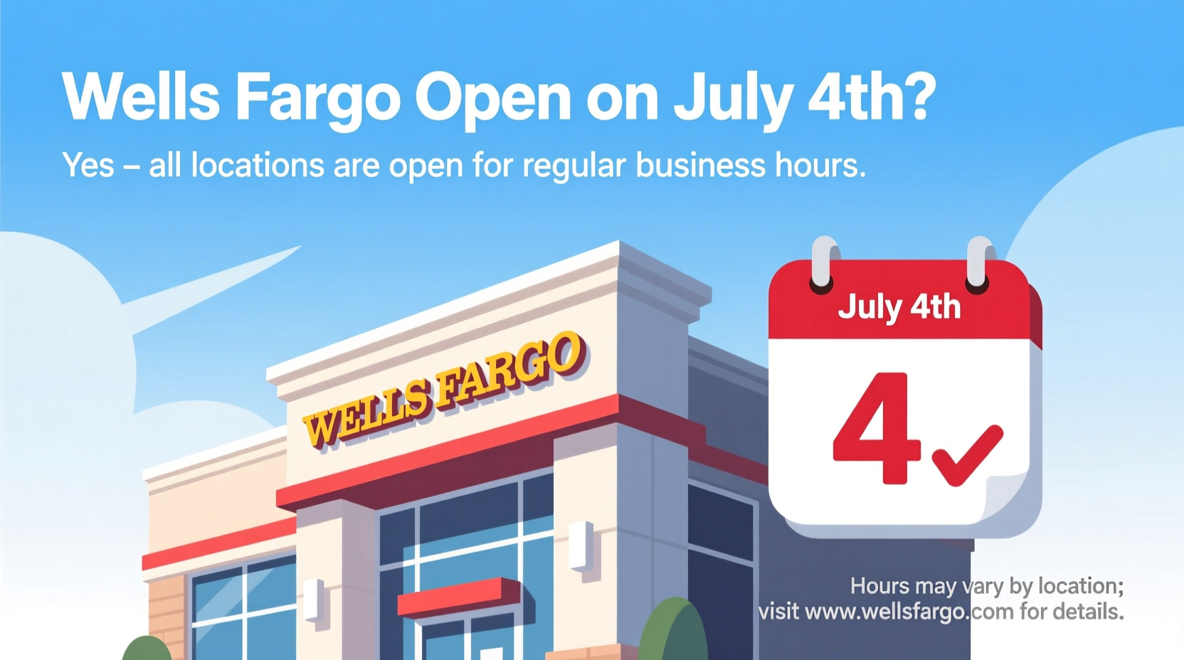 is wells fargo open on july 4th