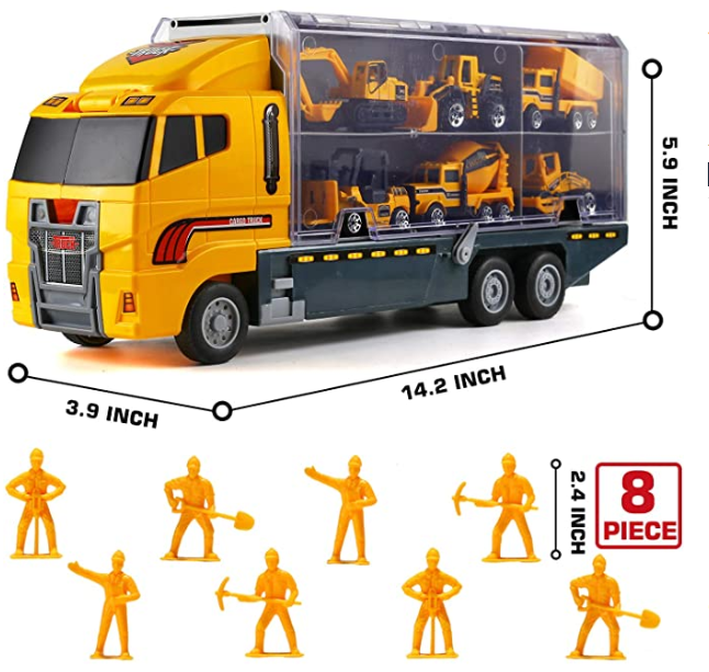 Huiye 2020 best selling 19 in 1  Engineering Construction Carrier Truck Toy Set diecast toy vehicles model car truck toy