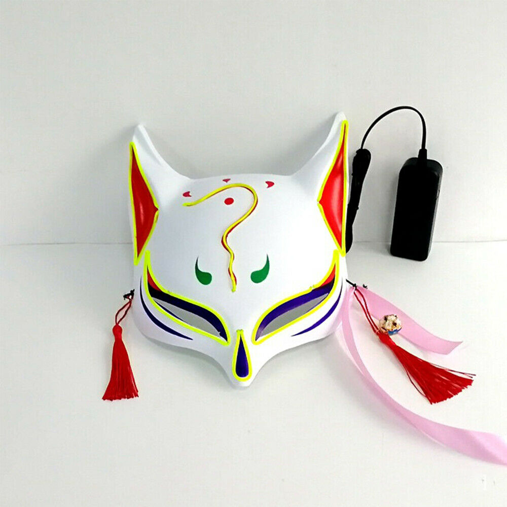 cosplay线动物面具服装万圣节亮起led荧光狐狸面具