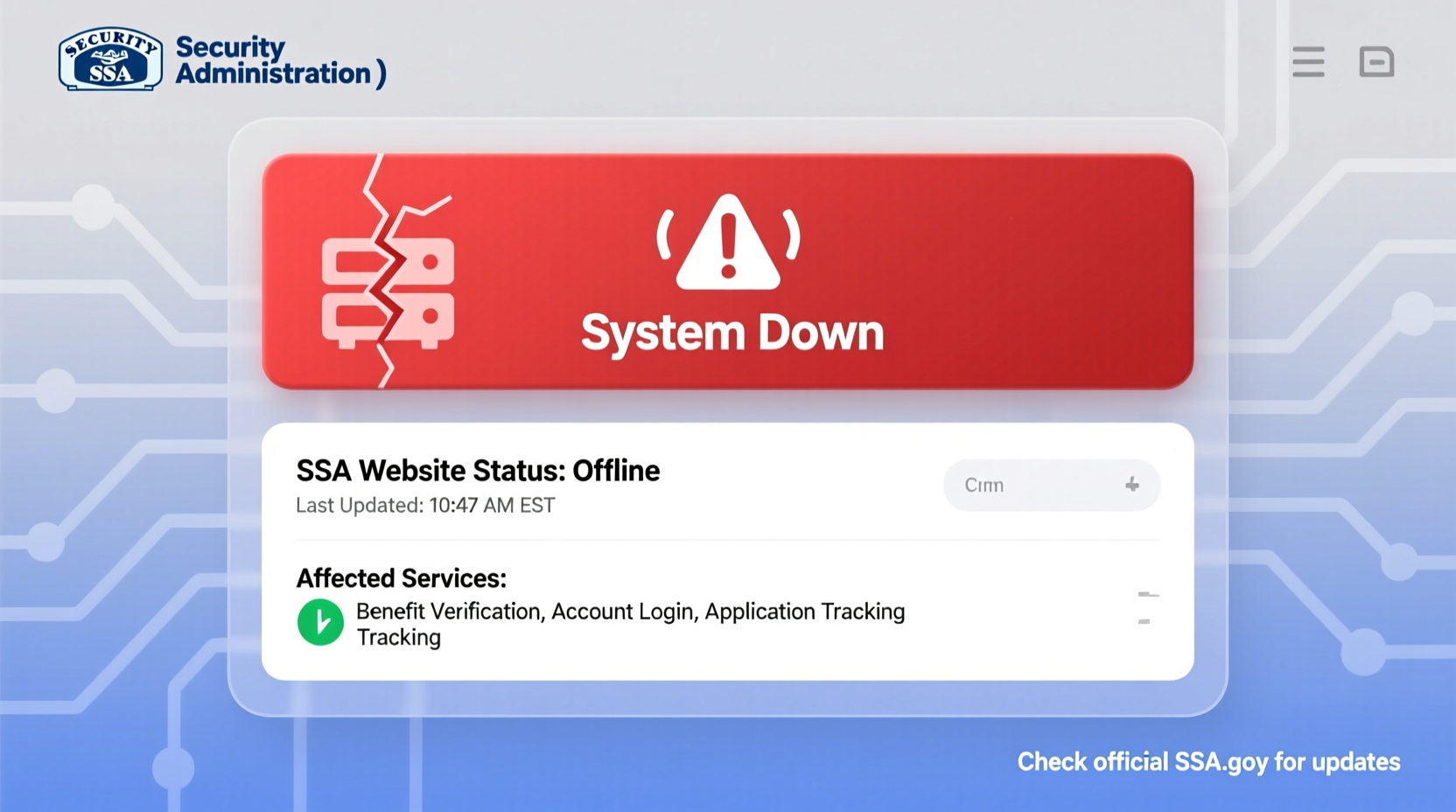 why is social security website down check ssa status outages