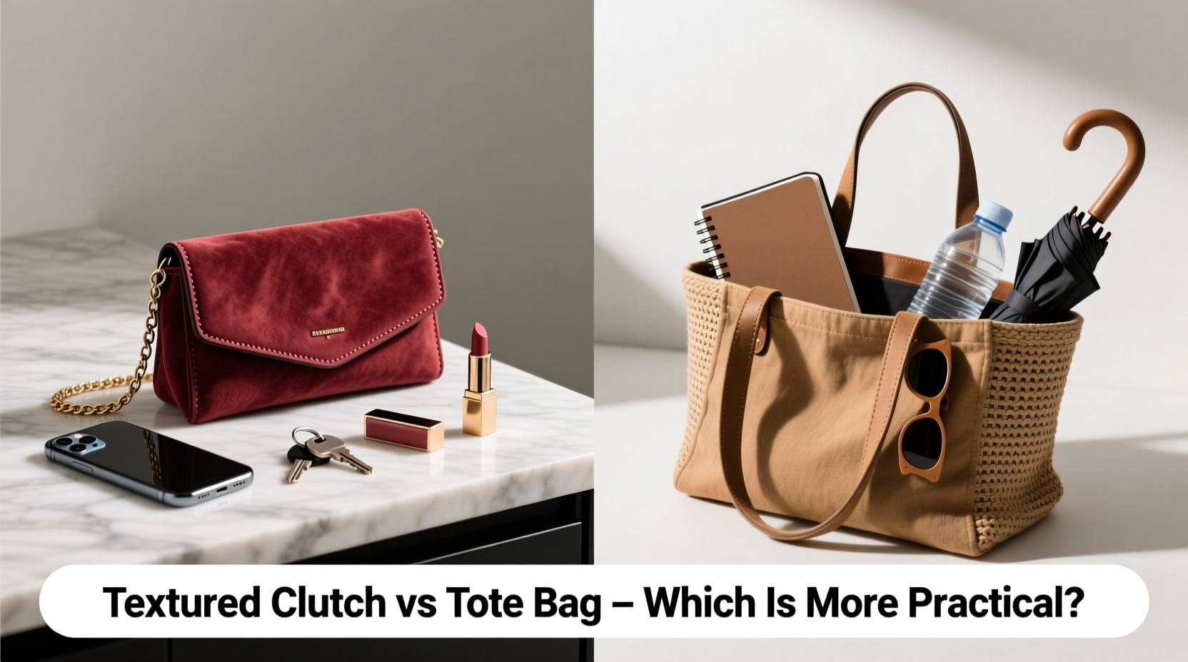 textured clutch vs tote bag which one is actually more practical