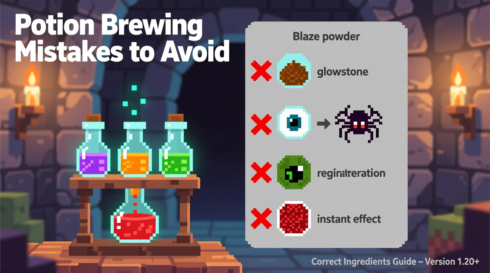 Minecraft potion brewing mistakes to avoid with correct ingredients