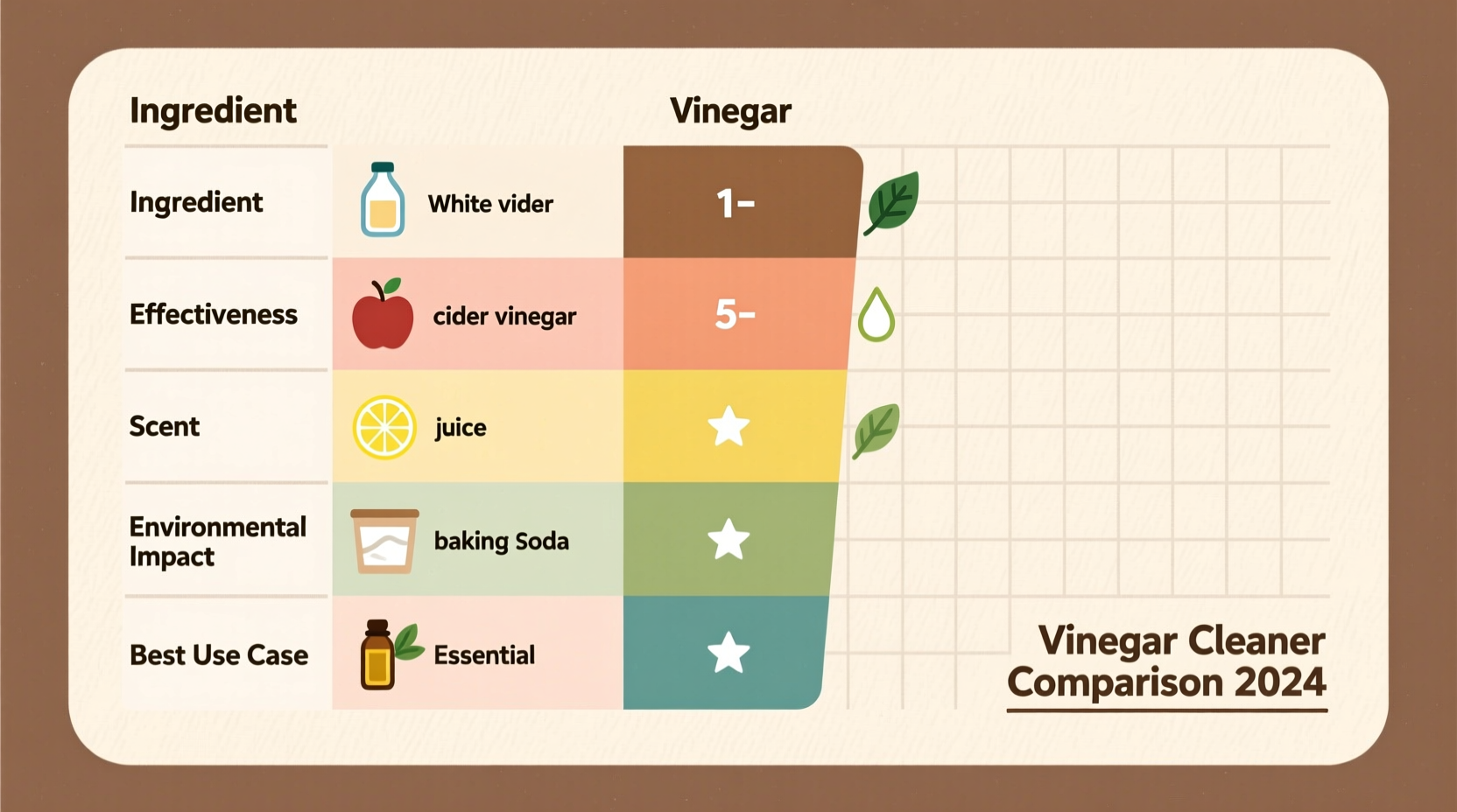 Vinegar cleaner ingredients comparison chart