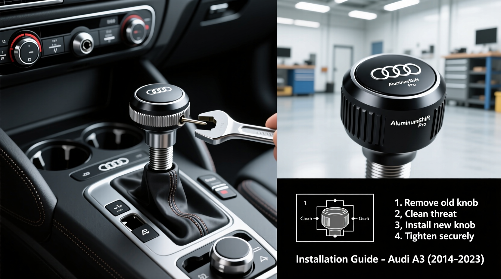 audi a3 aluminum knob install