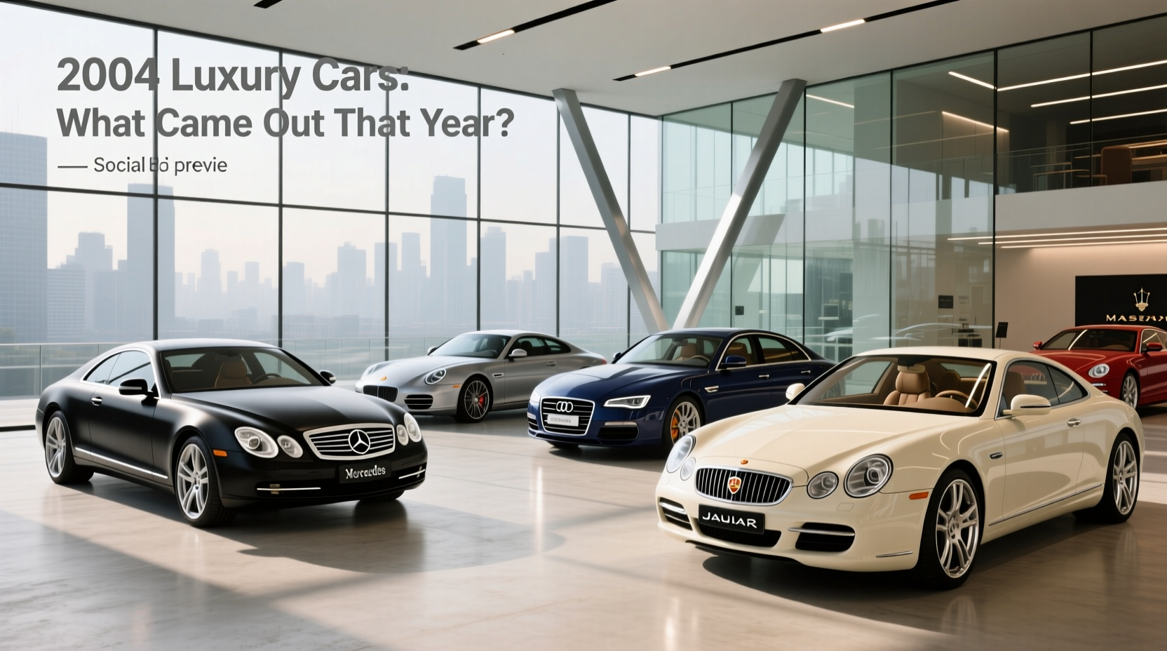 2004 luxury cars lineup including BMW 5-Series, Porsche 911, and Lexus RX 330